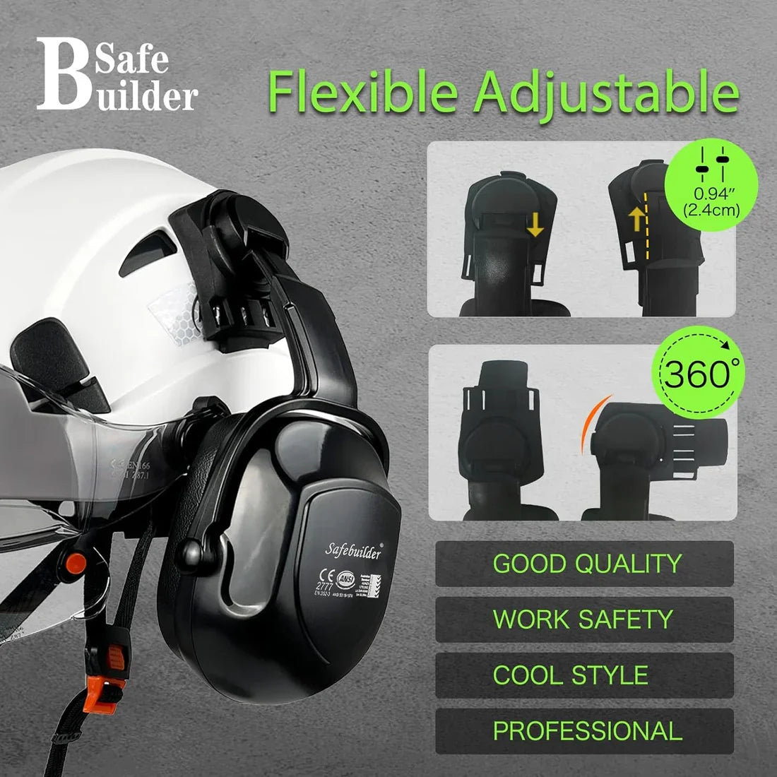 Industrial Safety Helmet with Visor & Ear Muffs