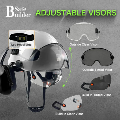 Industrial Safety Helmet with Visor & Ear Muffs