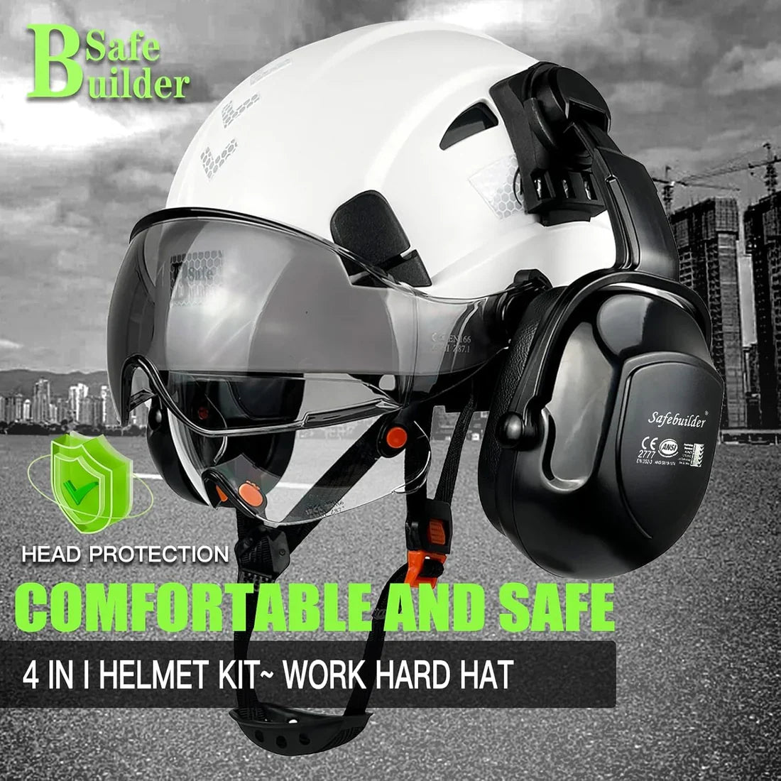 Industrial Safety Helmet with Visor & Ear Muffs
